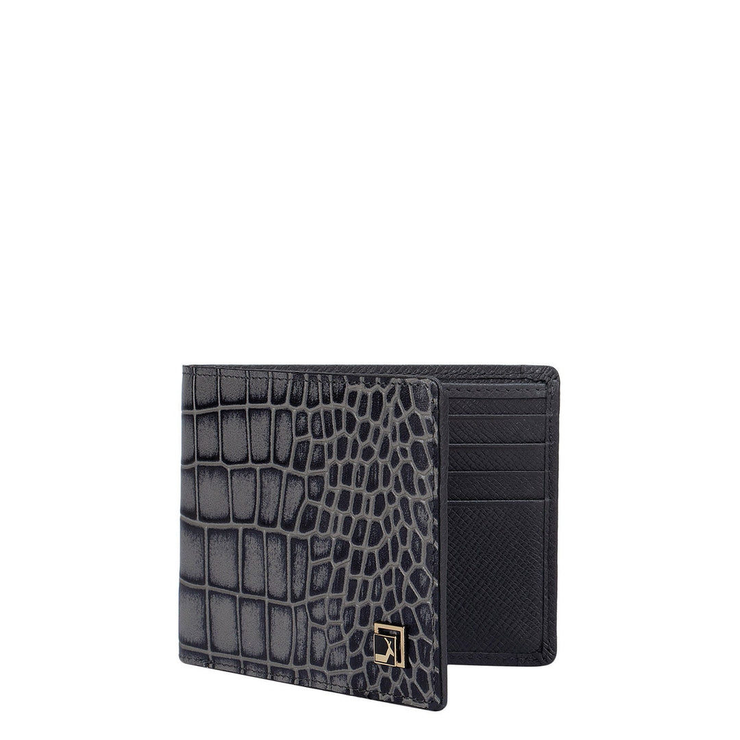 Grey Croco Effect Bifold Wallet