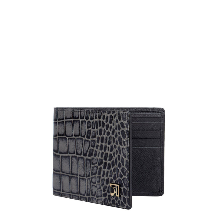 Grey Croco Effect Bifold Wallet