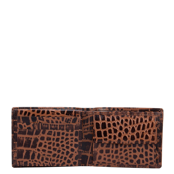 Croco Leather Mens Wallet - Brown