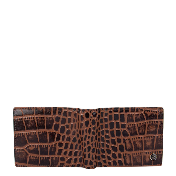 Croco Leather Mens Wallet - Brown