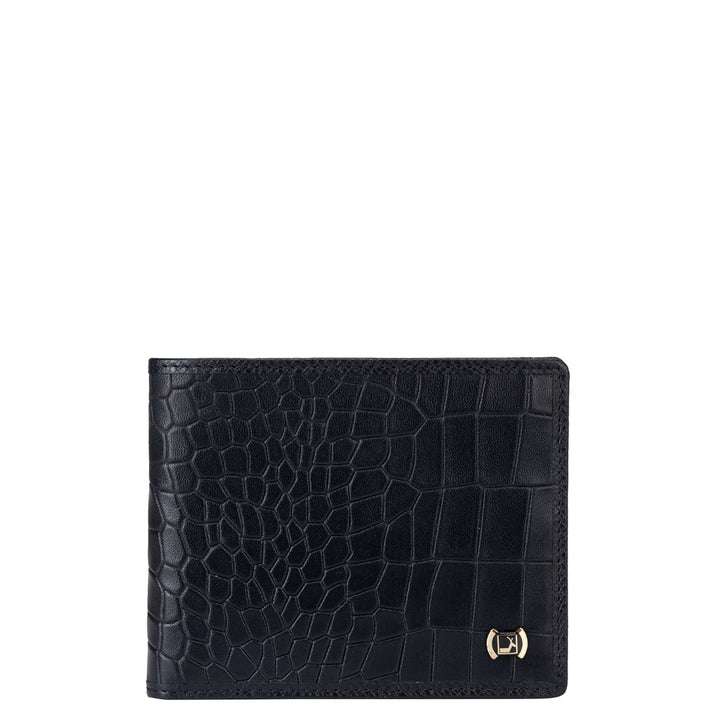 Croco Leather Mens Wallet - Black