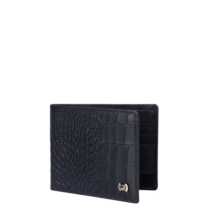 Croco Leather Mens Wallet - Black