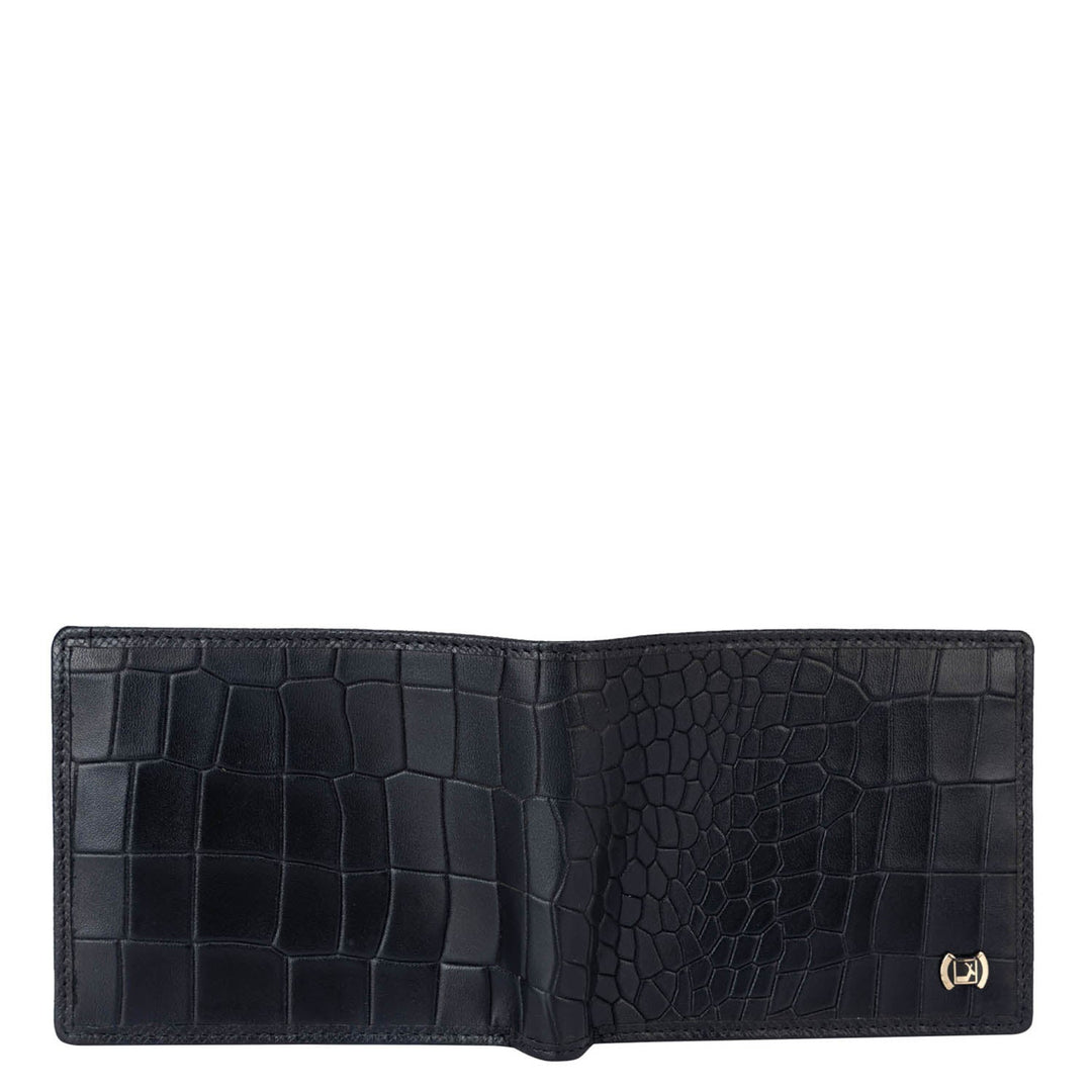 Croco Leather Mens Wallet - Black