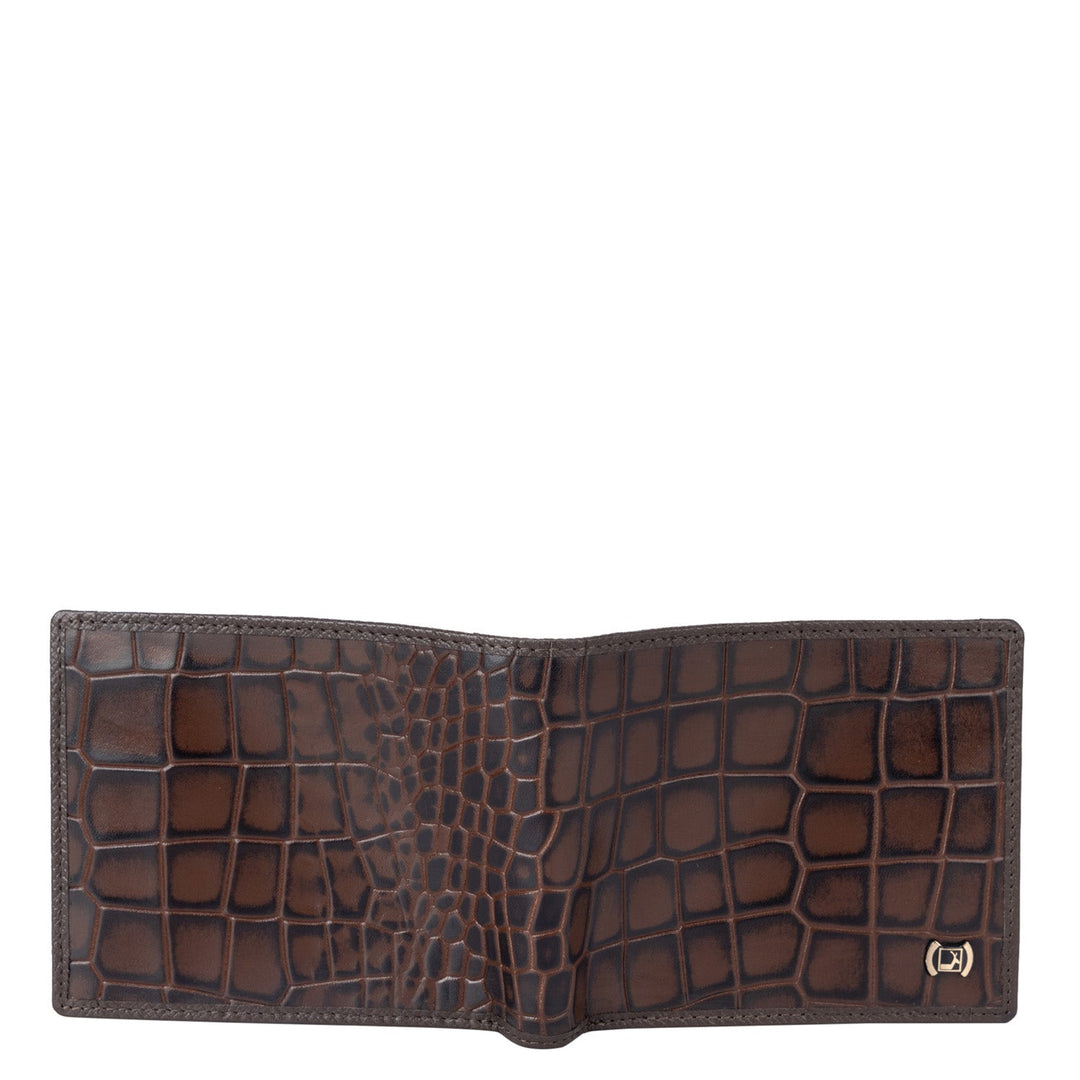 Croco Leather Mens Wallet - Brown