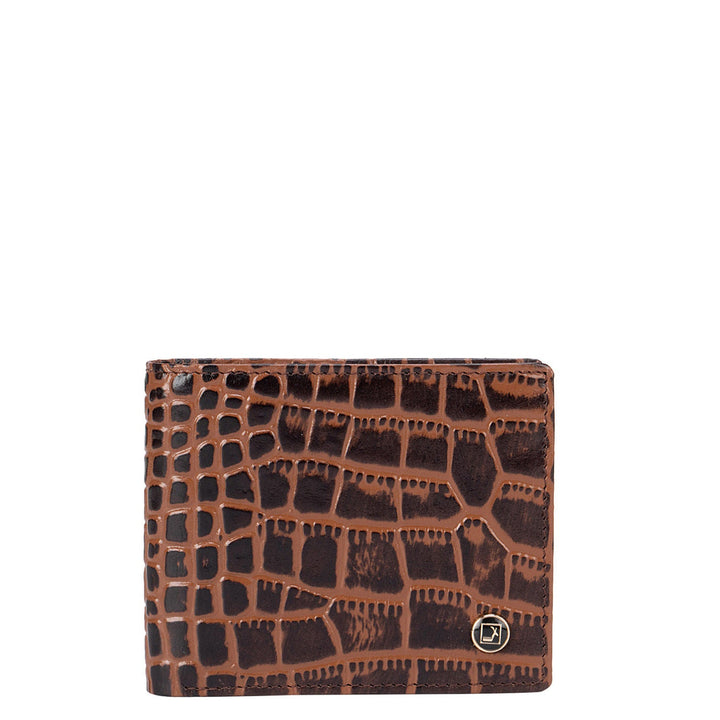 Brown Croco Effect Bifold Wallet