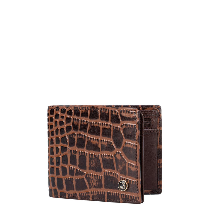 Brown Croco Effect Bifold Wallet