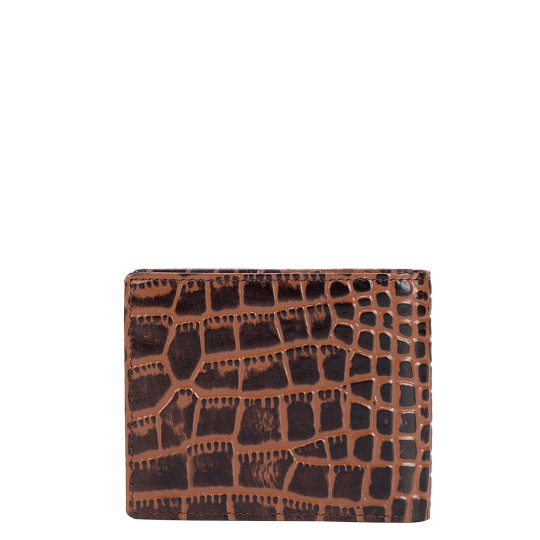 Brown Croco Effect Bifold Wallet