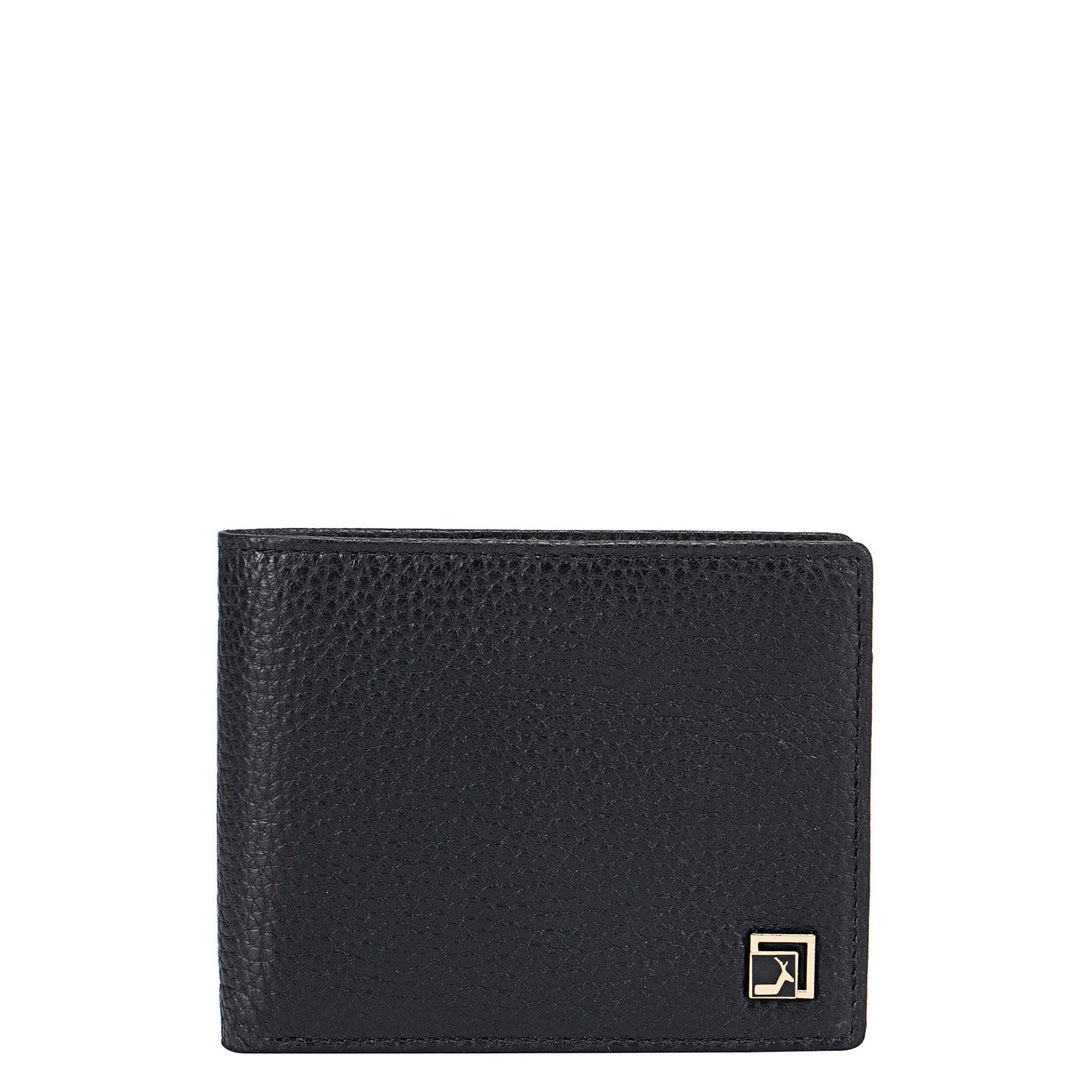 Black Wax Bifold Wallet With Flap