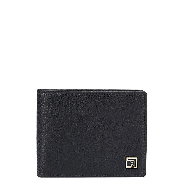 Black Wax Bifold Wallet With Flap