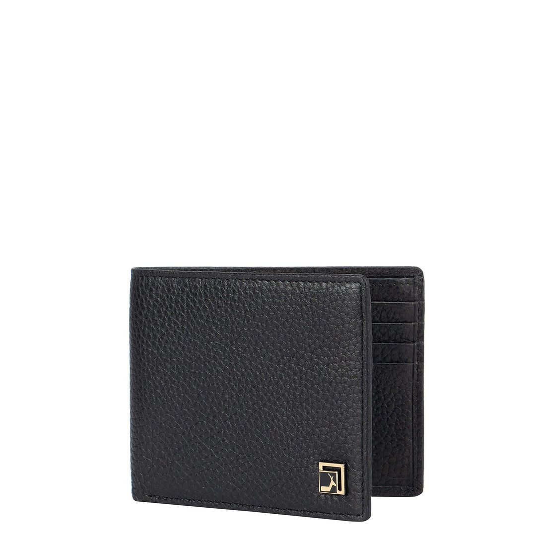Black Wax Bifold Wallet With Flap