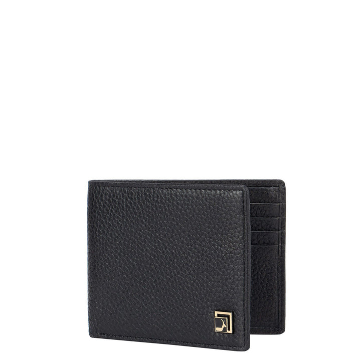 Black Wax Bifold Wallet With Flap