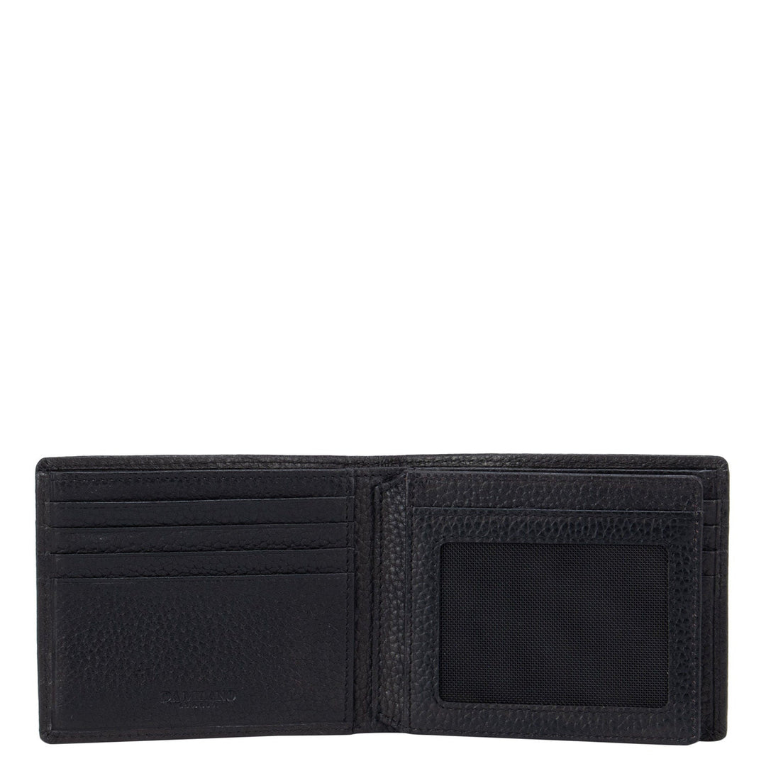 Black Wax Bifold Wallet With Flap