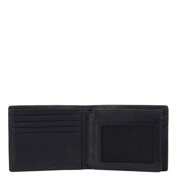 Black Wax Bifold Wallet With Flap