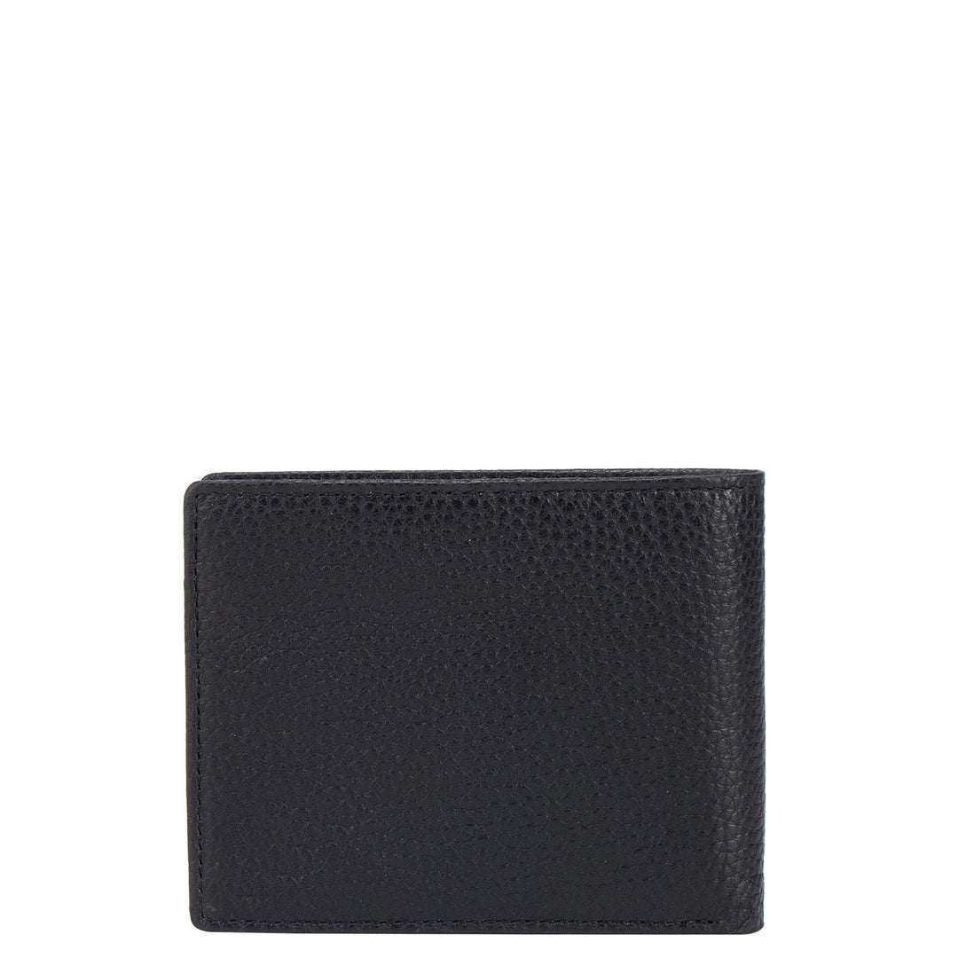 Black Wax Bifold Wallet With Flap