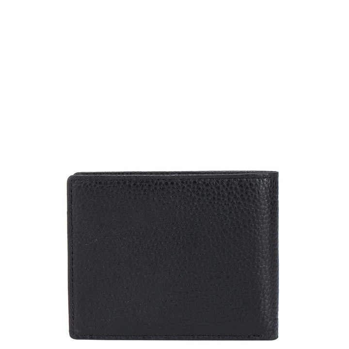 Black Wax Bifold Wallet With Flap