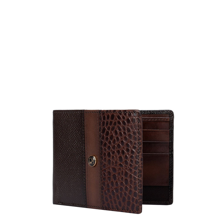 Brown Franzy and Croco Effect Bifold Wallet