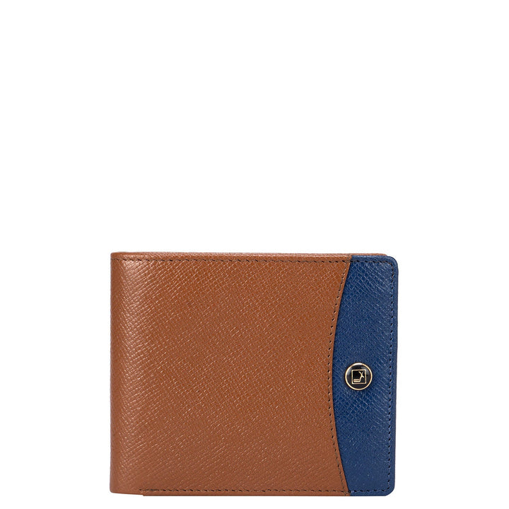 Franzy Leather Mens Wallet - Cognac & Blue