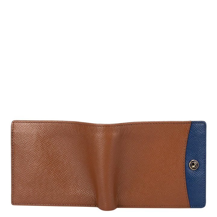 Franzy Leather Mens Wallet - Cognac & Blue