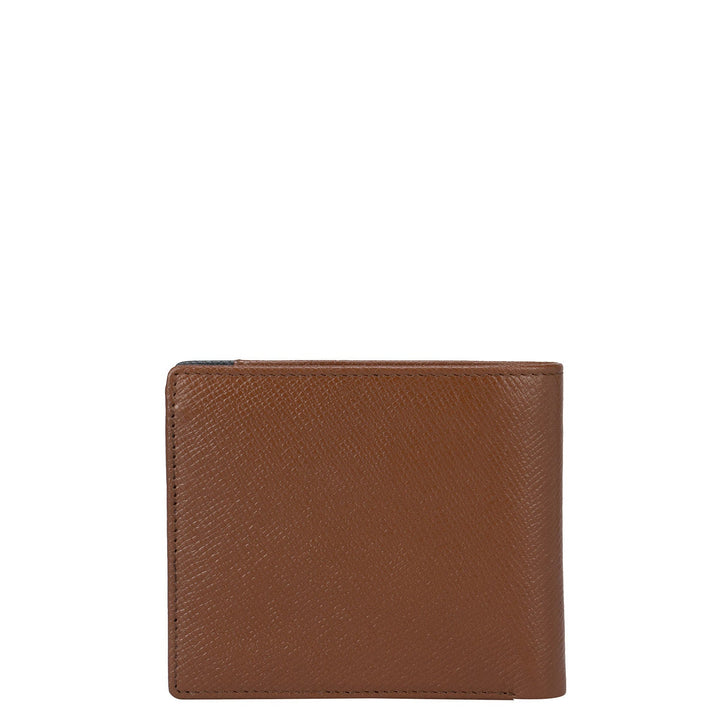 Franzy Leather Mens Wallet - Cognac & Blue