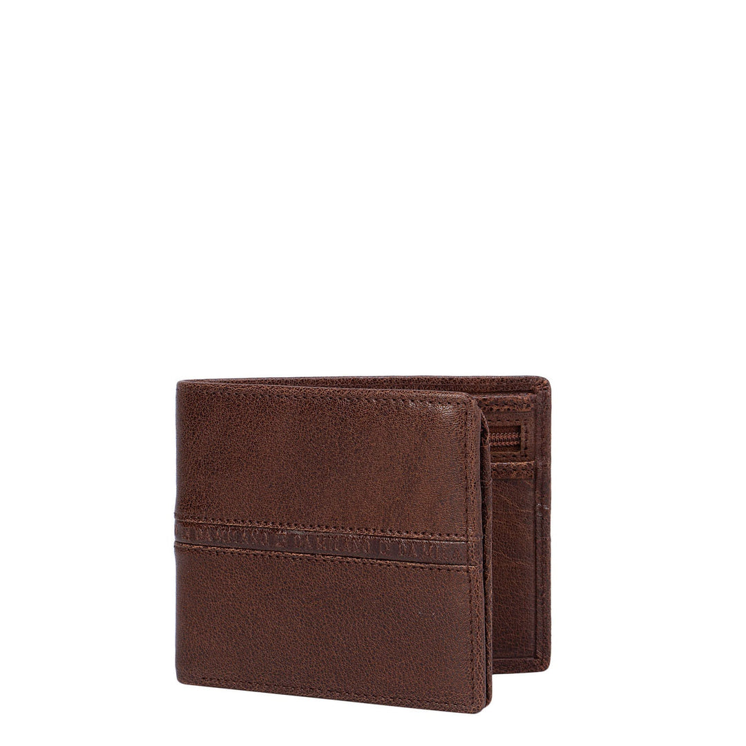 Cognac Elephant Pattern Bifold Wallet With Flap