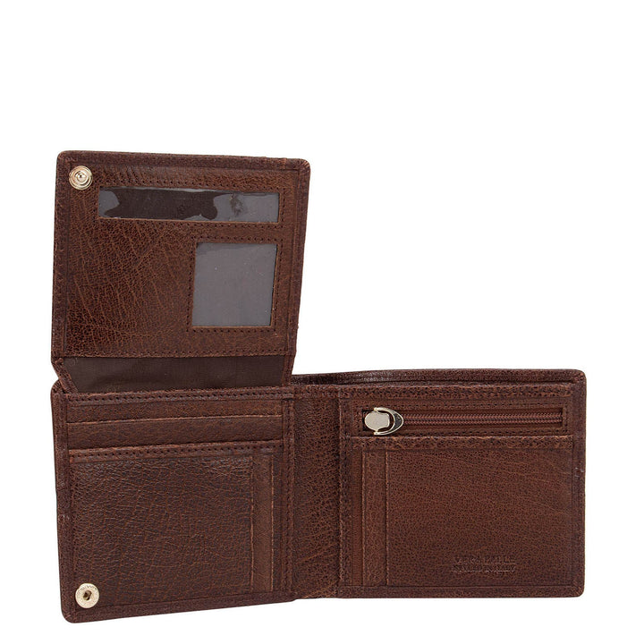 Cognac Elephant Pattern Bifold Wallet With Flap
