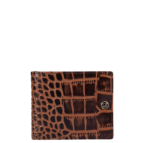 Croco Leather Mens Wallet - Brown