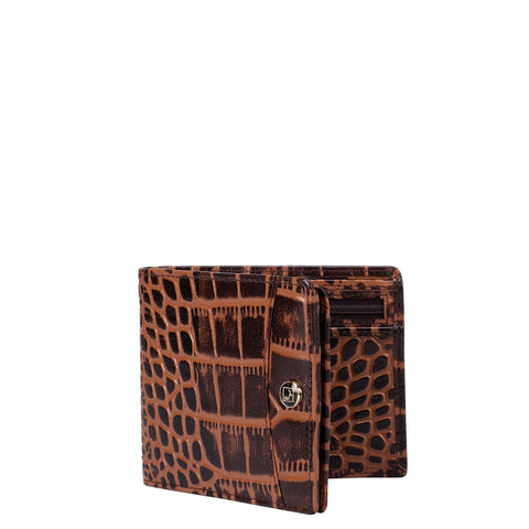 Croco Leather Mens Wallet - Brown