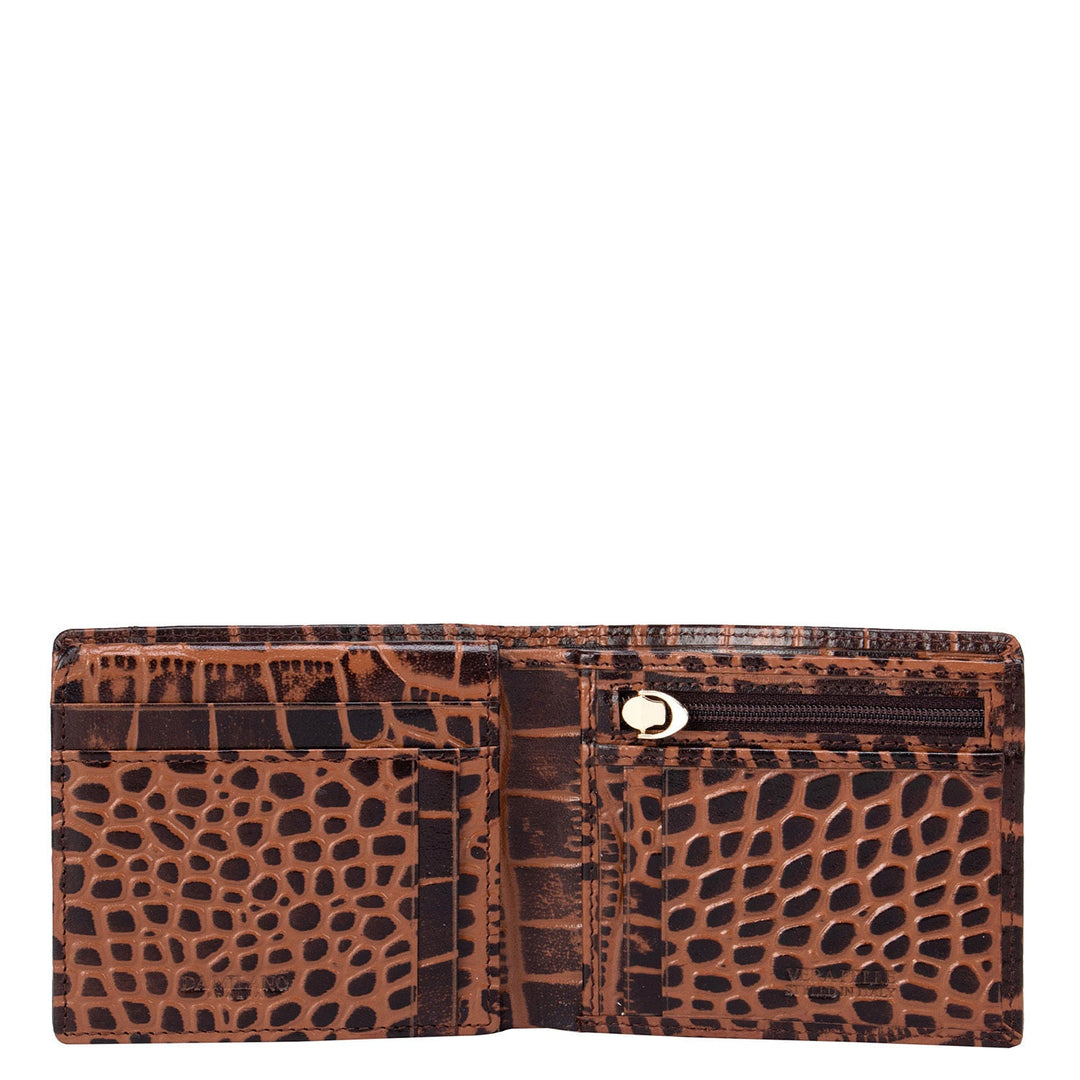 Croco Leather Mens Wallet - Brown