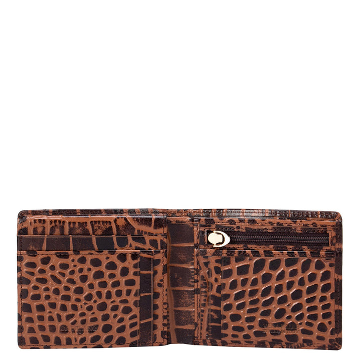 Croco Leather Mens Wallet - Brown