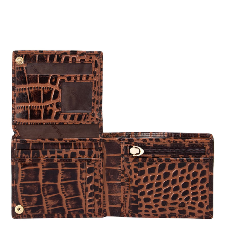 Croco Leather Mens Wallet - Brown