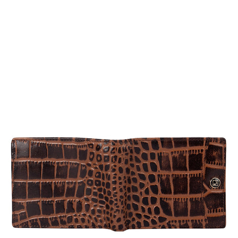 Croco Leather Mens Wallet - Brown