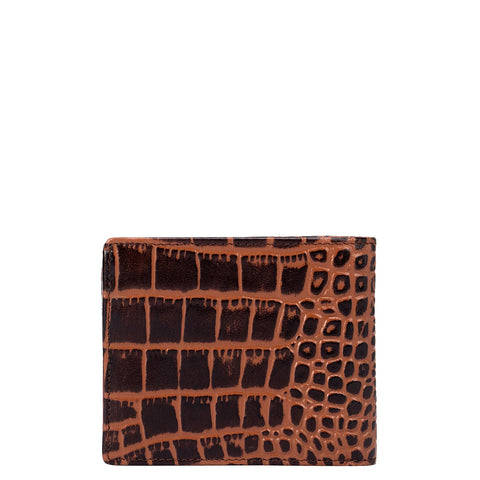 Croco Leather Mens Wallet - Brown