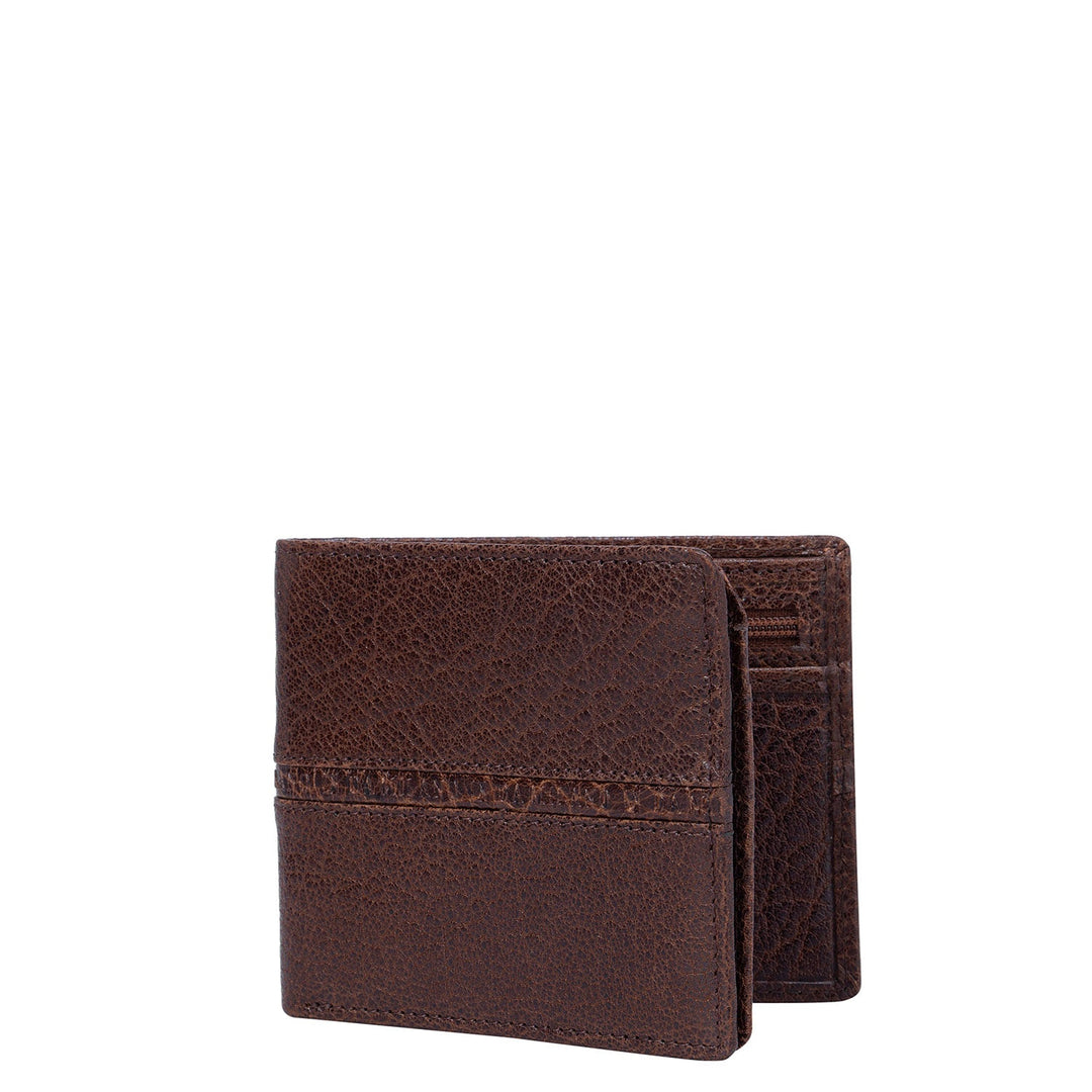 Cognac Elephant Pattern Bifold Wallet With Flap