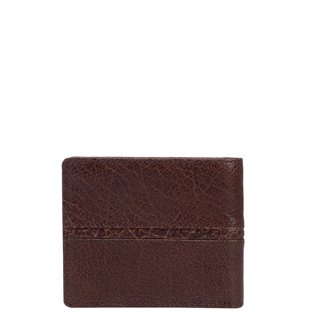 Cognac Elephant Pattern Bifold Wallet With Flap