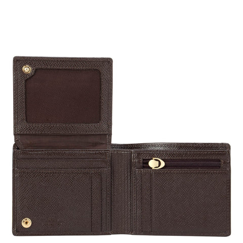 Brown Croco Effect Bifold Wallet With Flap