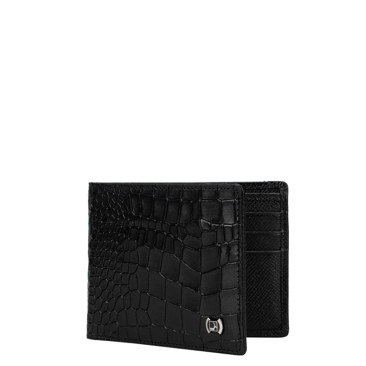 Black Croco Effect Bifold Wallet