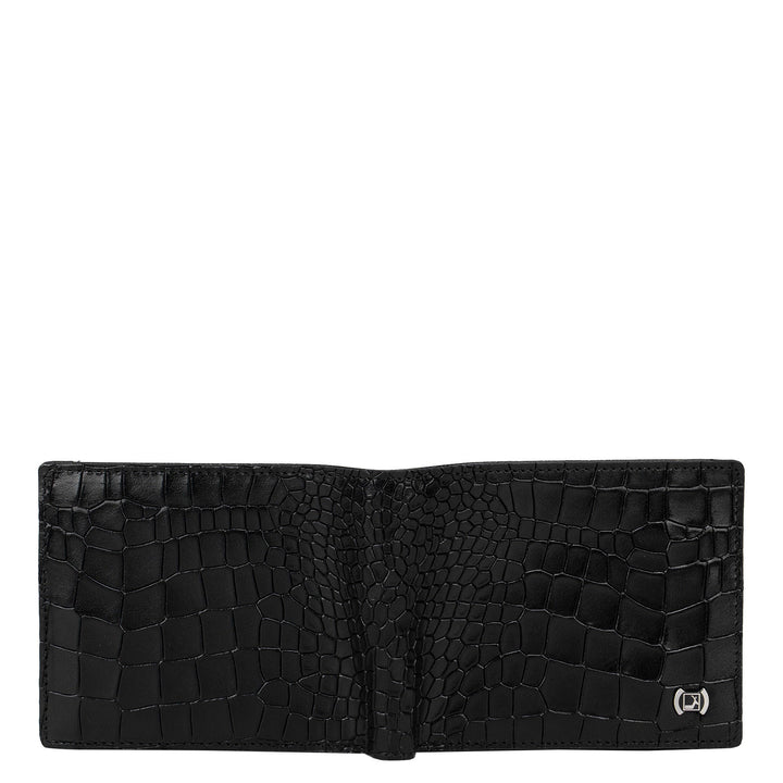 Black Croco Effect Bifold Wallet