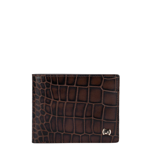 Brown Croco Effect Bifold Wallet