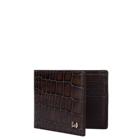 Brown Croco Effect Bifold Wallet