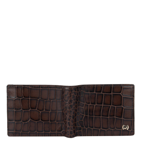 Brown Croco Effect Bifold Wallet