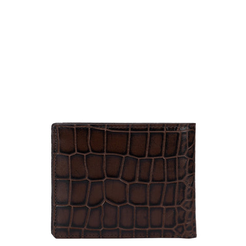 Brown Croco Effect Bifold Wallet