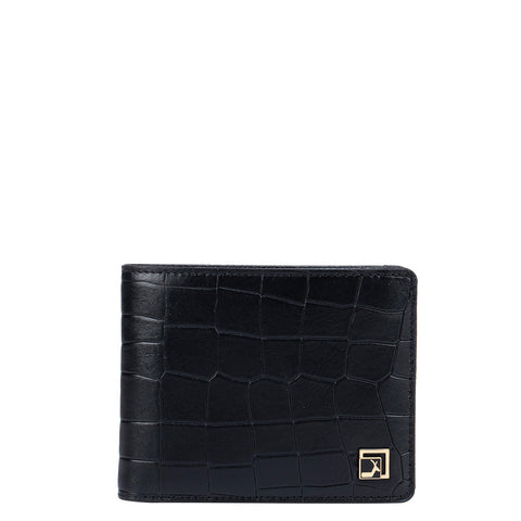 Black Croco Effect Bifold Wallet