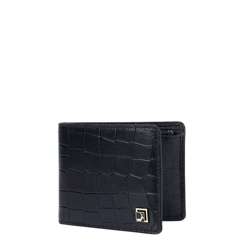 Black Croco Effect Bifold Wallet