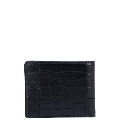 Black Croco Effect Bifold Wallet