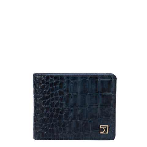 Blue Croco Effect Bifold Wallet