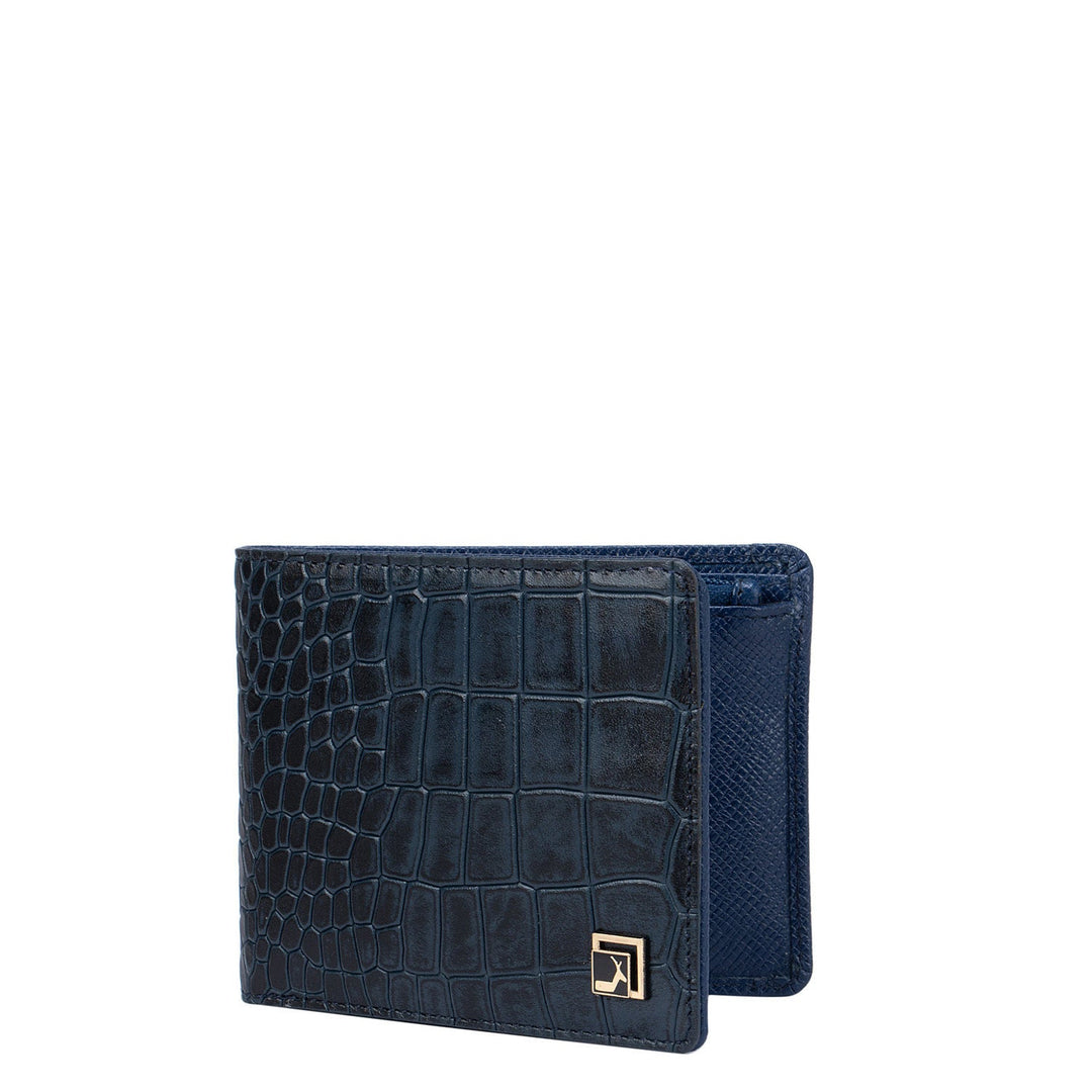 Blue Croco Effect Bifold Wallet