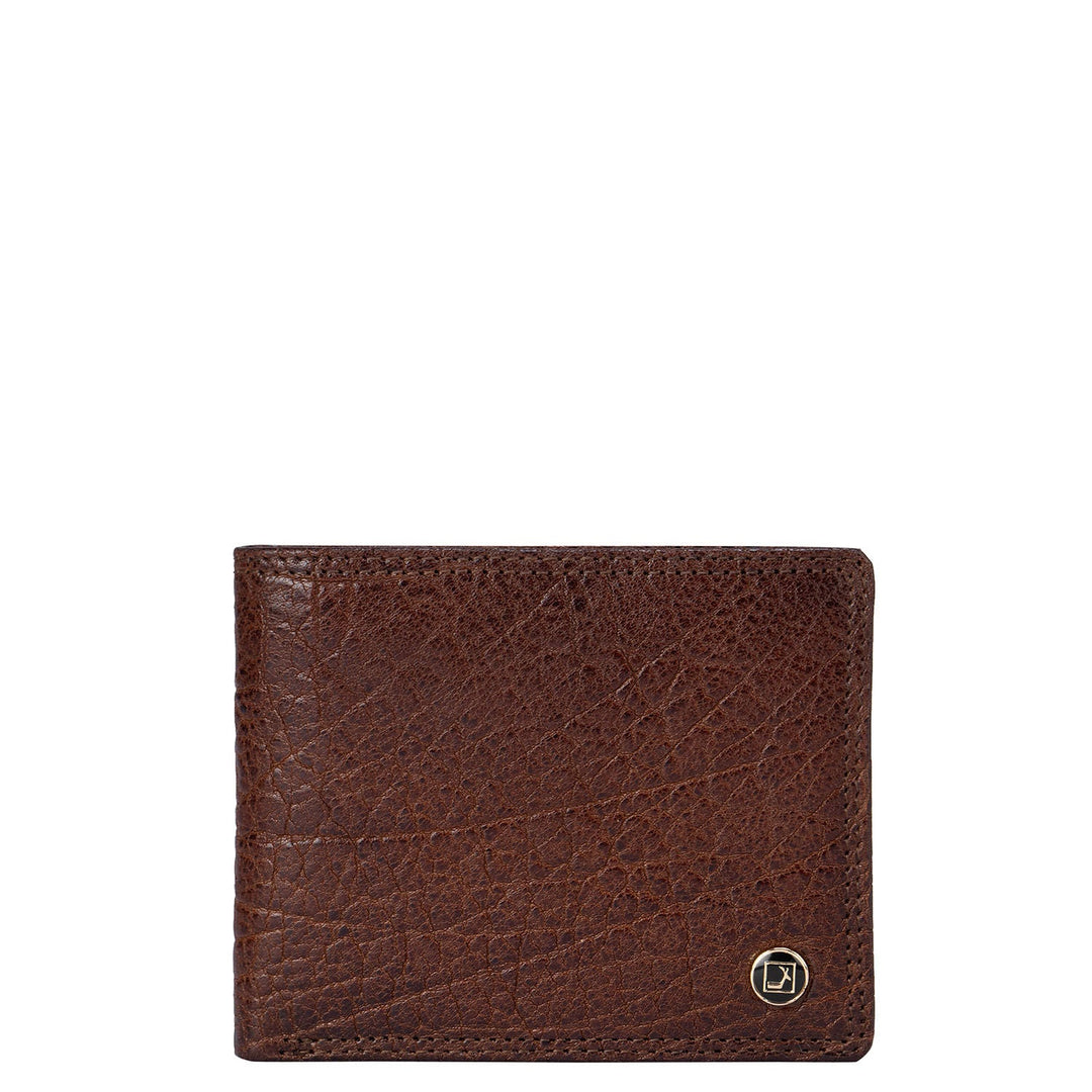 Cognac Elephant Pattern Bifold Wallet With Flap