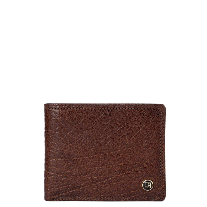 Cognac Elephant Pattern Bifold Wallet With Flap