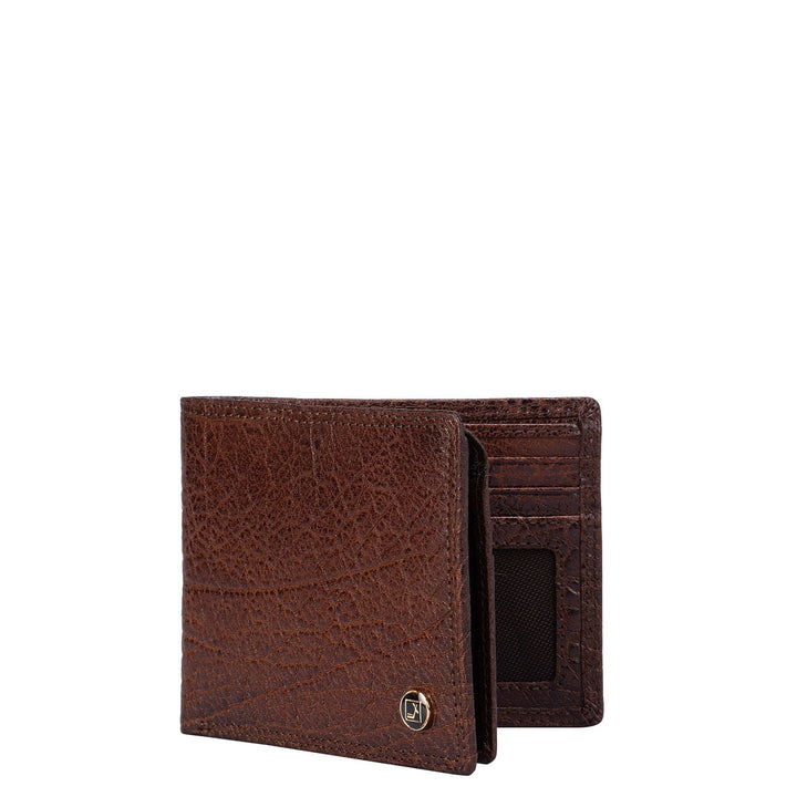 Cognac Elephant Pattern Bifold Wallet With Flap
