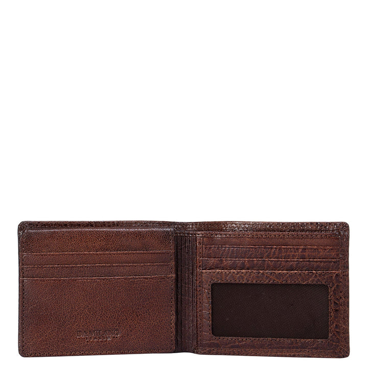 Cognac Elephant Pattern Bifold Wallet With Flap